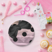 Roze zwarte en goudpokken met zwarte bovenlaag papieren bordje (Feest)