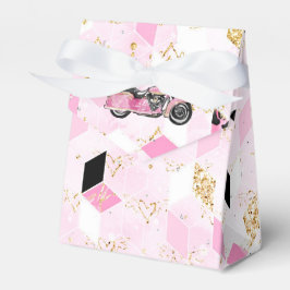 Roze, zwarte en goudvormig vak bedankdoosjes