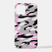 roze zwarte en grijze camo abstract iPhone hoesje (Achterkant)