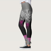 Roze zwarte en grijze strepen abstract leggings (Links)