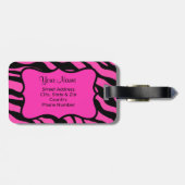 Roze, zwarte en kalkgroene Zebra en Cheetah Skins Bagagelabel (Achterkant horizontaal)