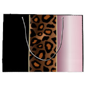 Roze, zwarte en luipaard dierlijke afdrukken groot cadeauzakje (Achterkant)