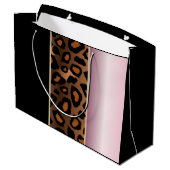 Roze, zwarte en luipaard dierlijke afdrukken groot cadeauzakje (Achterkant Gekanteld)