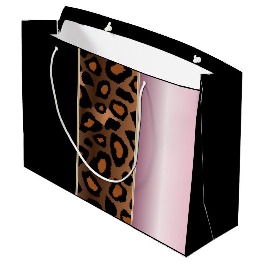 Roze, zwarte en luipaard dierlijke afdrukken groot cadeauzakje (Achterkant Gekanteld)