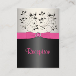 Roze, zwarte en Silver Reception Enclosure Card Informatiekaartje