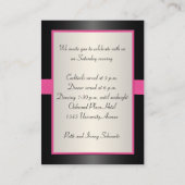 Roze, zwarte en Silver Reception Enclosure Card Informatiekaartje (Achterkant)