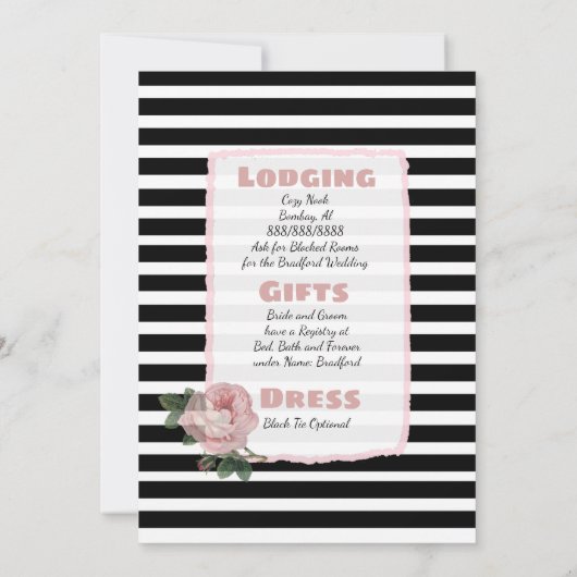 Roze zwarte en witte bruinbruidbruiningen kaart (Achterkant)