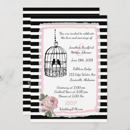 Roze zwarte en witte bruinbruidbruiningen kaart (Voorkant / Achterkant)