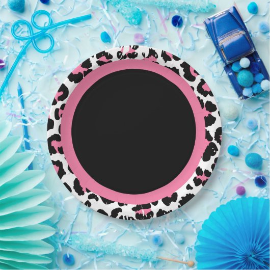 Roze zwarte en witte Cheetah afdrukken Papieren Bordje (Feest)