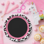 Roze zwarte en witte Cheetah afdrukken Papieren Bordje (Feest)