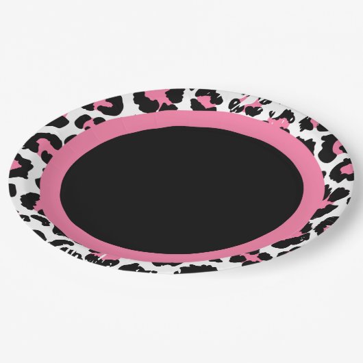 Roze zwarte en witte Cheetah afdrukken Papieren Bordje (Gekanteld)