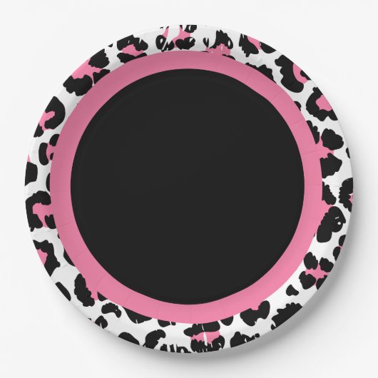 Roze zwarte en witte Cheetah afdrukken Papieren Bordje (Voorkant)
