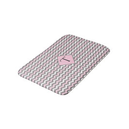 Roze, zwarte en witte Chevron, aangepast monogram Badmat