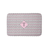 Roze, zwarte en witte Chevron, aangepast monogram Badmat (Voorkant)