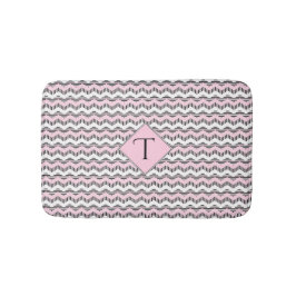 Roze, zwarte en witte Chevron, aangepast monogram Badmat