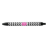 Roze zwarte en witte Chevron Monogram Inkt Pen (Voorkant)