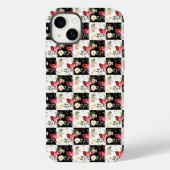 roze zwarte en witte dambklokroze bloemen Case-Mate iPhone case (Achterkant)