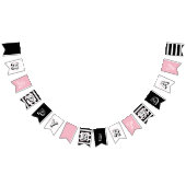 Roze zwarte en witte fijne verjaardag vlaggetjes (Alle)