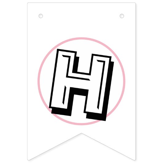 Roze zwarte en witte fijne verjaardag vlaggetjes (Tweede vlag)