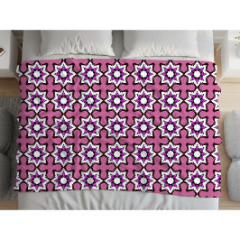 Roze, zwarte en witte geometrische mandala fleece deken