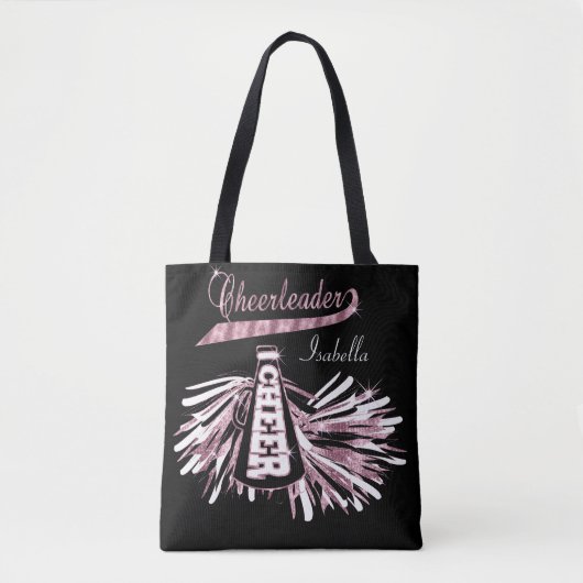 Roze, zwarte en witte glitter Cheerleader-ontwerp Tote Bag (Voorkant)