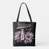 Roze, zwarte en witte glitter Cheerleader-ontwerp Tote Bag (Achterkant)