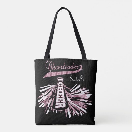 Roze, zwarte en witte glitter Cheerleader-ontwerp Tote Bag (Achterkant)