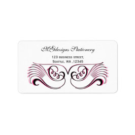 Roze, zwarte en witte grafische adresetiketten etiket