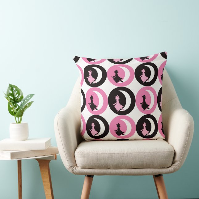 ROZE ZWARTE EN WITTE HALLOWEEN Heksen Kussen (Stoel)