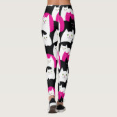 Roze zwarte en witte katjes leggings (Achterkant)