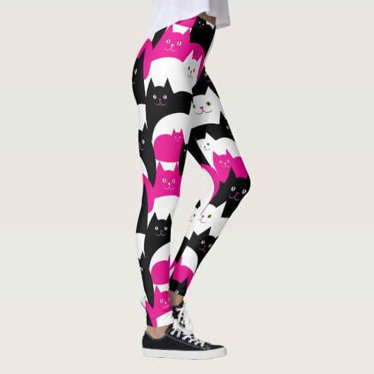 Roze zwarte en witte katjes leggings (Rechts)