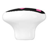 Roze, zwarte en witte monogrammen keramische knop (Zijkant)