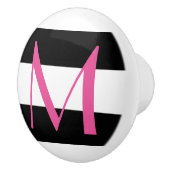 Roze, zwarte en witte monogrammen keramische knop (Rechts)