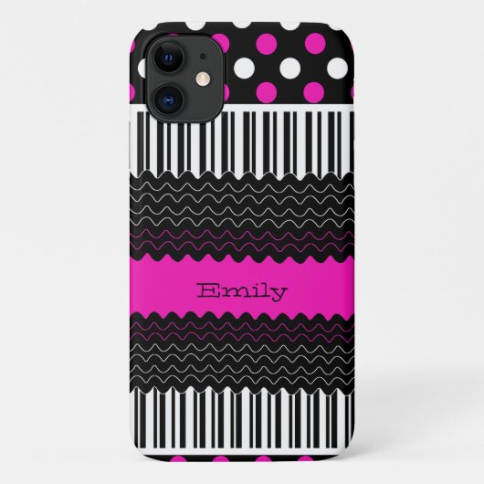 Roze, zwarte en witte patronen Case-Mate iPhone case (Achterkant)