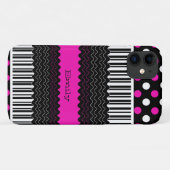 Roze, zwarte en witte patronen Case-Mate iPhone case (Achterkant (horizontaal))