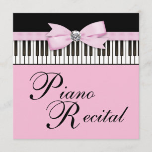 Roze Zwarte en Witte Pianotoetsen Uitnodiging Reci