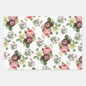 Roze, zwarte en witte  Roos Floral Patronen Inpakpapier Vel (Voorkant 2)