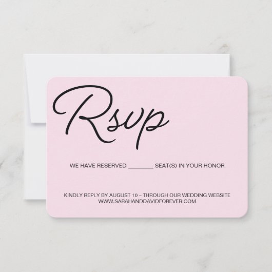 Roze zwarte en witte RSVP bruiloft gereserveerde z (Voorkant)