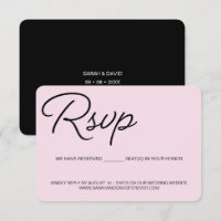 Roze zwarte en witte RSVP bruiloft gereserveerde z