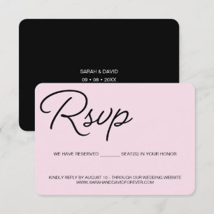 Roze zwarte en witte RSVP bruiloft gereserveerde z Kaartje
