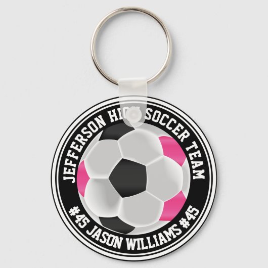 Roze, zwarte en witte ⚽ Sleutelhanger (Voorkant)