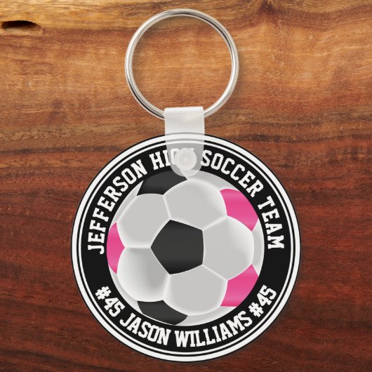 Roze, zwarte en witte ⚽ Sleutelhanger (Voorkant)