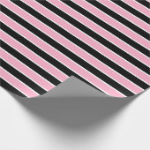 Roze, zwarte en witte strepen cadeaupapier (Hoek)
