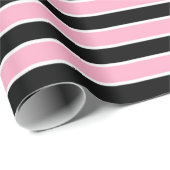 Roze, zwarte en witte strepen cadeaupapier (Rol Hoek)