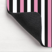 Roze, zwarte en witte strepen muismat (Hoek)