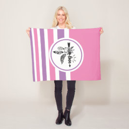 Roze, zwarte en witte striped boho Love Arrow Fleece Deken
