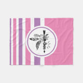 Roze, zwarte en witte striped boho Love Arrow Fleece Deken (Voorkant (Horizontaal))