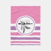 Roze, zwarte en witte striped boho Love Arrow Fleece Deken (Voorkant)