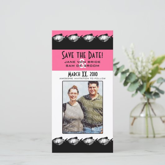 Roze, Zwarte en Witte Vissen Save The Date (Staand voorkant)