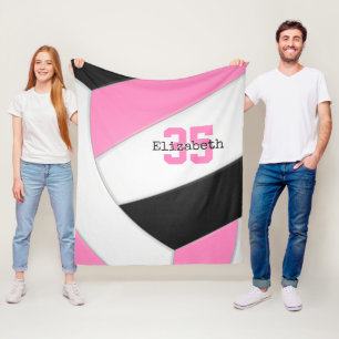 roze zwarte en witte volleybal op maat fleece deken